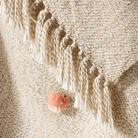 Anthropologie Polka Dot Pom Throw Blanket - Picture 2 of 7